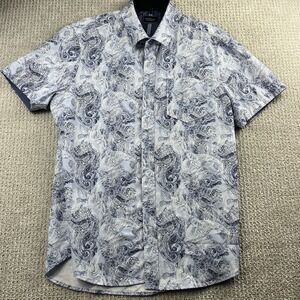 7 Diamonds Mens Wonder Of You Paisley 4-Way Stretch Short Sleeve Shirt Medium